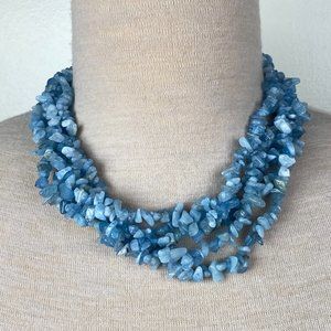 Stauer Aquamarine Gemstone chip 5 Strand Chunky Necklace